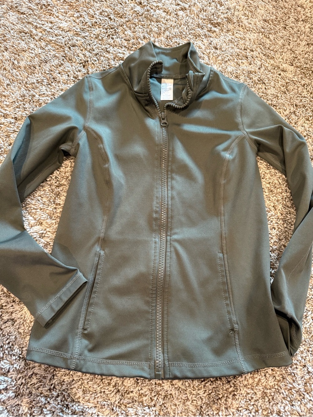 90 Degree By Reflex Olive Green Full-Zip Utility Jacket